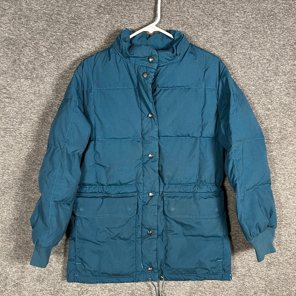 Vintage EDDIE BAUER Teal Blue Puffer Jacket Quilted Insulated Winter Coat